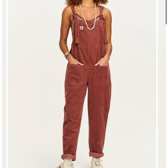 Lucy and Yak Corduroy Dungarees - Ash Pink - Picture 1 of 5